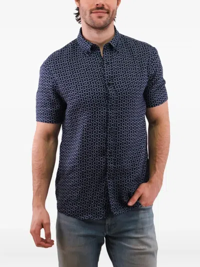 Michael Kors Patterned Cotton Shirt In Blue