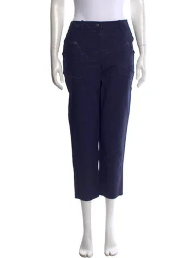 Pre-owned Michael Kors Patterned Straight Leg Pants In Blue