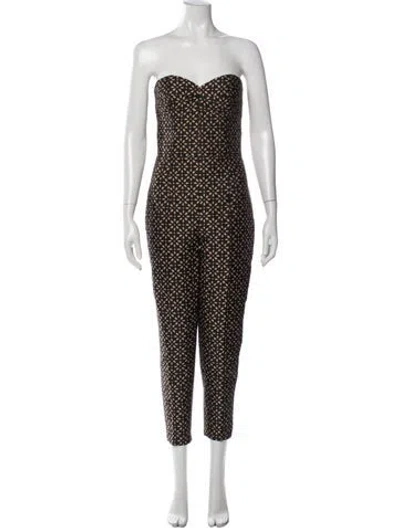 Pre-owned Michael Kors Patterned Strapless Jumpsuit In Black