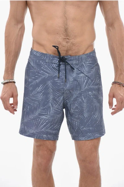 Michael Kors Patterned Stretch Fabric Swim Shorts In Blue