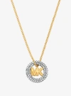 Michael Kors Pavé And Logo Charm Two-tone Necklace In Silver