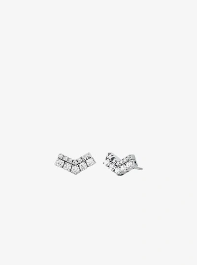 Michael Kors Pavé Chevron Stud Earrings In Silver