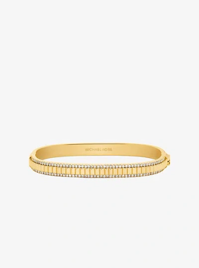 Michael Kors Pavé Gold-tone Brass Bracelet In Silver