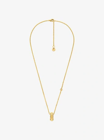 Michael Kors Pavé Gold-tone Brass Ring Necklace In Metallic