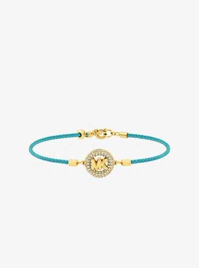 Michael Kors Pavé Gold-tone Logo Corded Bracelet In Blue