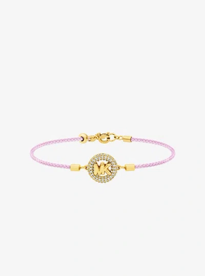 Michael Kors Pavé Gold-tone Logo Corded Bracelet In Pink