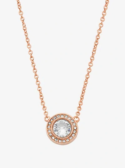 Michael Kors Pavé Halo Necklace In Rose Gold