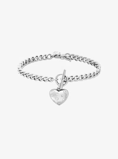 Michael Kors Pavé Heart Charm Bracelet In Green