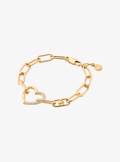 Michael Kors Pavé Heart Curb-link Bracelet In Gold