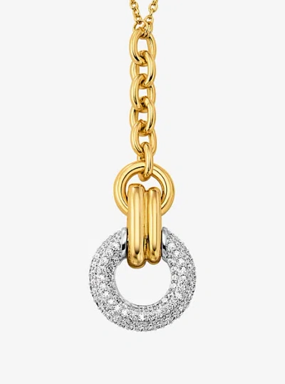 Michael Kors Pavé Interlocking Pendant Necklace In Gold