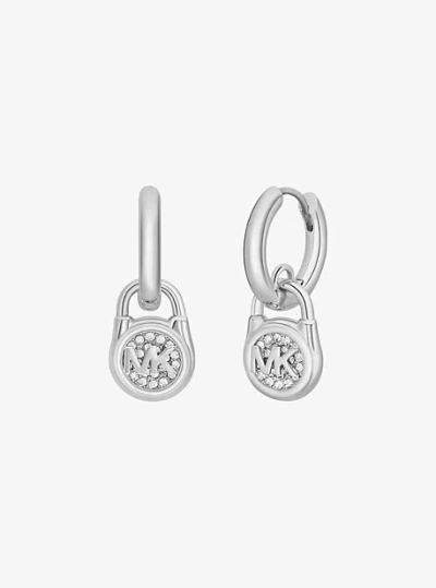Michael Kors Pavé Lock Drop Earrings In Silver