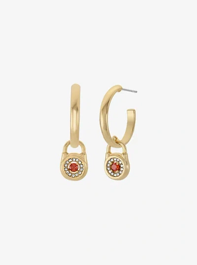Michael Kors Pavé Lock Hoop Earrings In Gold