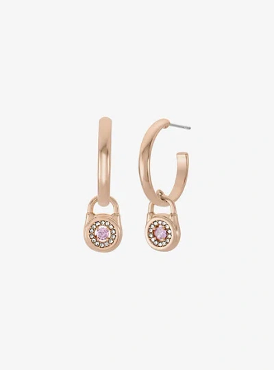 Michael Kors Pavé Lock Hoop Earrings In Gold