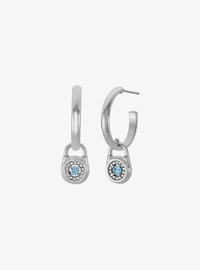 Michael Kors Pavé Lock Hoop Earrings In Silver