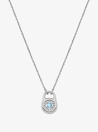 Michael Kors Pavé Lock Necklace In Silver