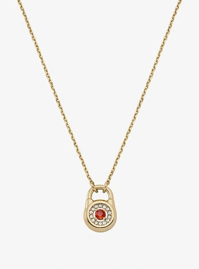 Michael Kors Pavé Lock Necklace In Gold