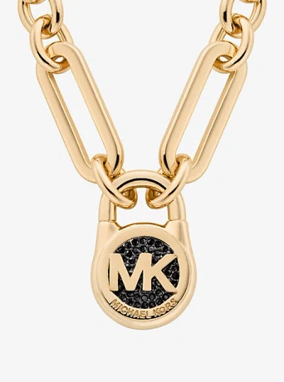 Michael Kors Pavé Lock Necklace In Gold
