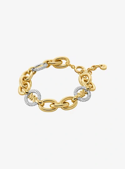 Michael Kors Pavé Logo Charm Chain-link Bracelet In Silver