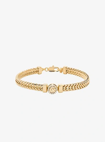 Michael Kors Pavé Logo Foxtail Chain Bracelet In Gold