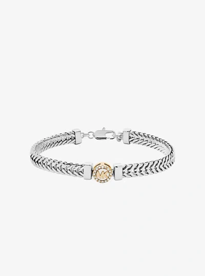 Michael Kors Pavé Logo Foxtail Chain Bracelet In Silver