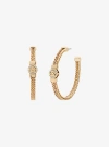 Michael Kors Pavé Logo Foxtail Chain Hoop Earrings In Gold