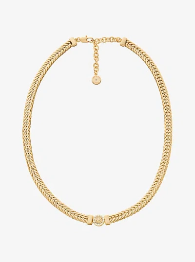 Michael Kors Pavé Logo Foxtail Chain Necklace In Gold