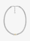 Michael Kors Pavé Logo Foxtail Chain Necklace In Silver