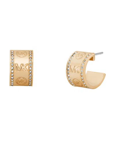 Michael Kors Pave Logo Hoop Earrings In Red