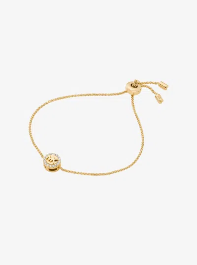 Michael Kors Pavé Logo Pendant Slider Bracelet In Gold