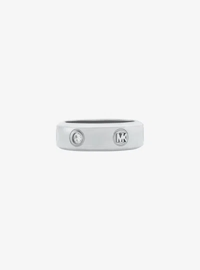 Michael Kors Pavé Logo Ring In Silver