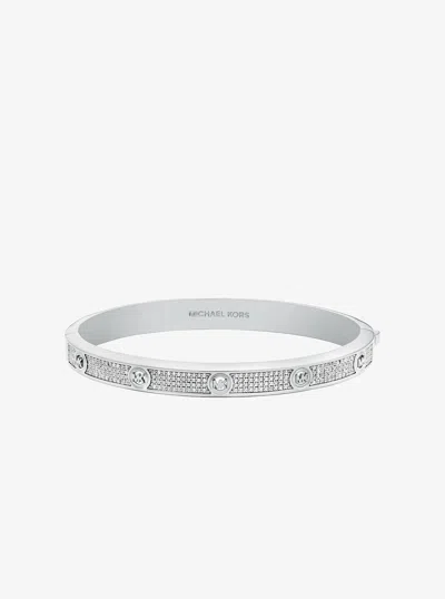 Michael Kors Pavé Logo Stud Bangle In Metallic