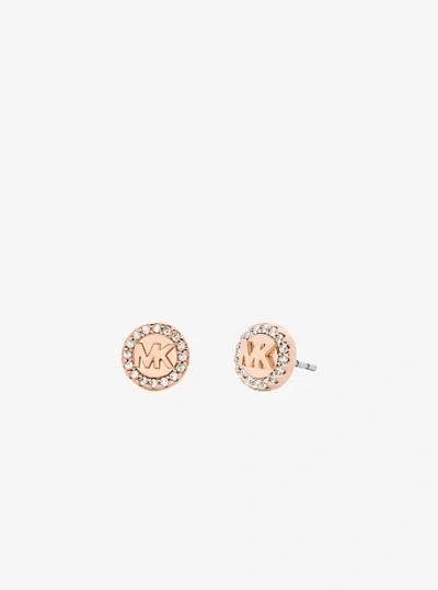 Michael Kors Pavé Logo Stud Earrings In Gold