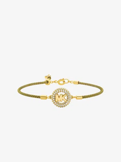 Michael Kors Pavé Mk Pop Charm Cord Slider Bracelet In Green