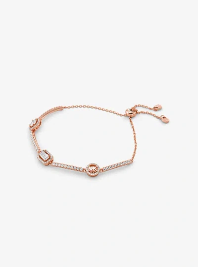 Michael Kors Pavé Precious Metal-plated Sterling Silver Bracelet In Rose Gold