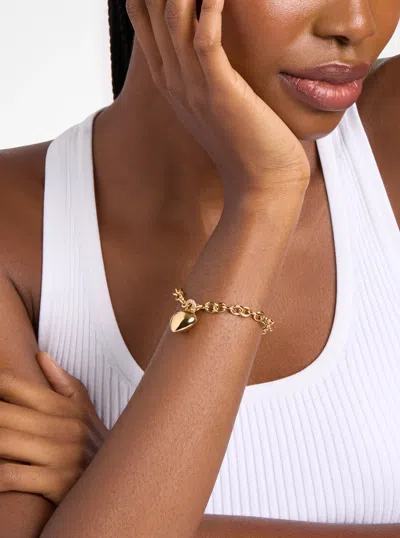 Michael Kors Pavé Puffy Heart Pendant Bracelet In Gold