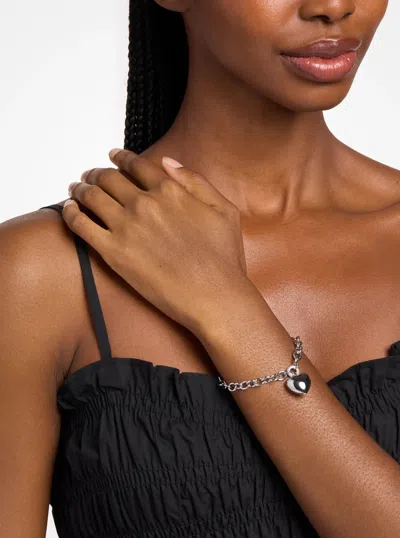 Michael Kors Pavé Puffy Heart Pendant Bracelet In Metallic