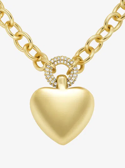 Michael Kors Pavé Puffy Heart Pendant Necklace In Gold