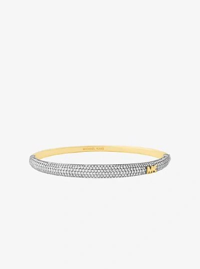 Michael Kors Pavé Two-tone Dome Bangle Bracelet In Silver