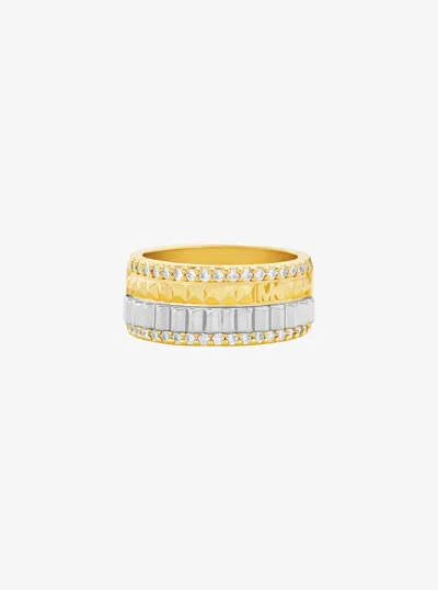 Michael Kors Pavé Two-tone Fluted Ring In Silver In Gold