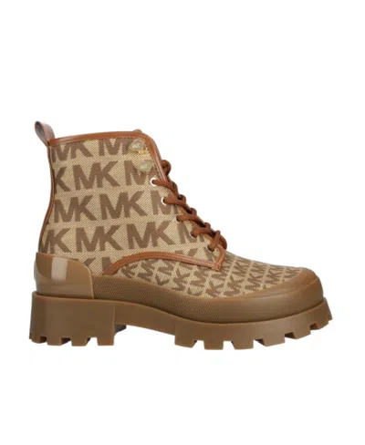 Michael Kors Payton Logo-print Ankle Boots In Brown