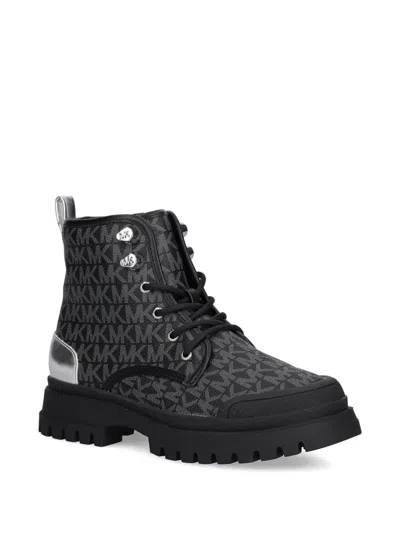 Michael Kors Kids' Payton Monogram Lug-sole Boots In Black
