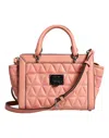 Michael Kors Peach Quilted Leather Logo Crossbody Vivianne Messenger Women's Bag In Pink