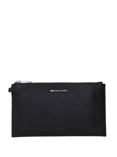 Michael Kors Pebbled Clutch Bag In Black