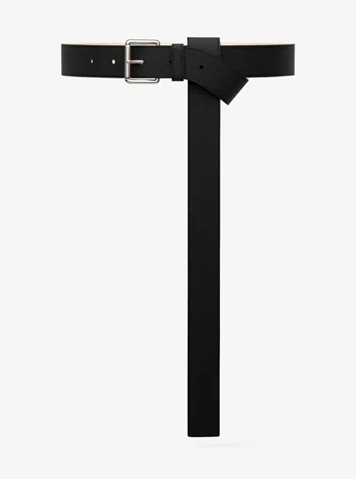 Michael Kors Pebbled Leather Belt In Black