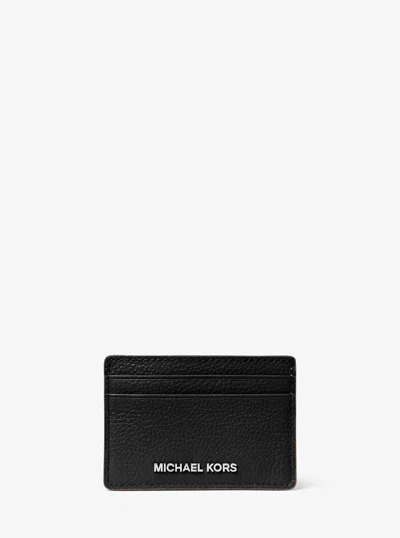 Michael Kors Pebbled Leather Card Case In Black