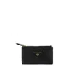 Michael Kors Pebbled Leather Cardholder In Black