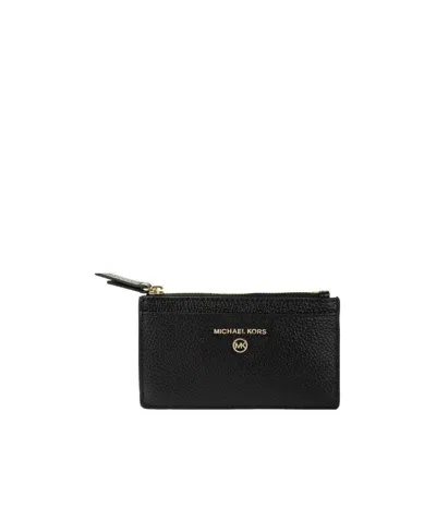 Michael Kors Pebbled Leather Cardholder In Black