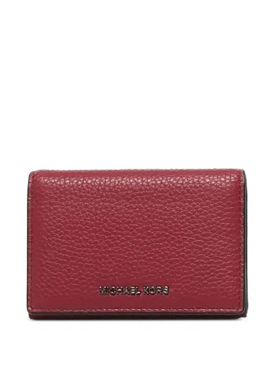 Michael Kors Pebbled-leather Snap Wallet In Burgundy