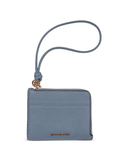 Michael Kors Pebbled Leather Wristlet In Blue
