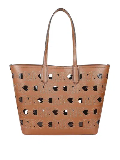 Michael Kors Perforated Leather Bag In Light Brown